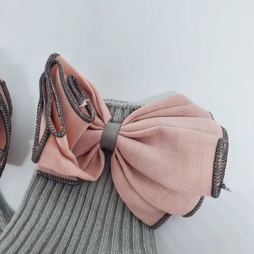 NWOT Chicbaby Gray Socks with Pink Bows